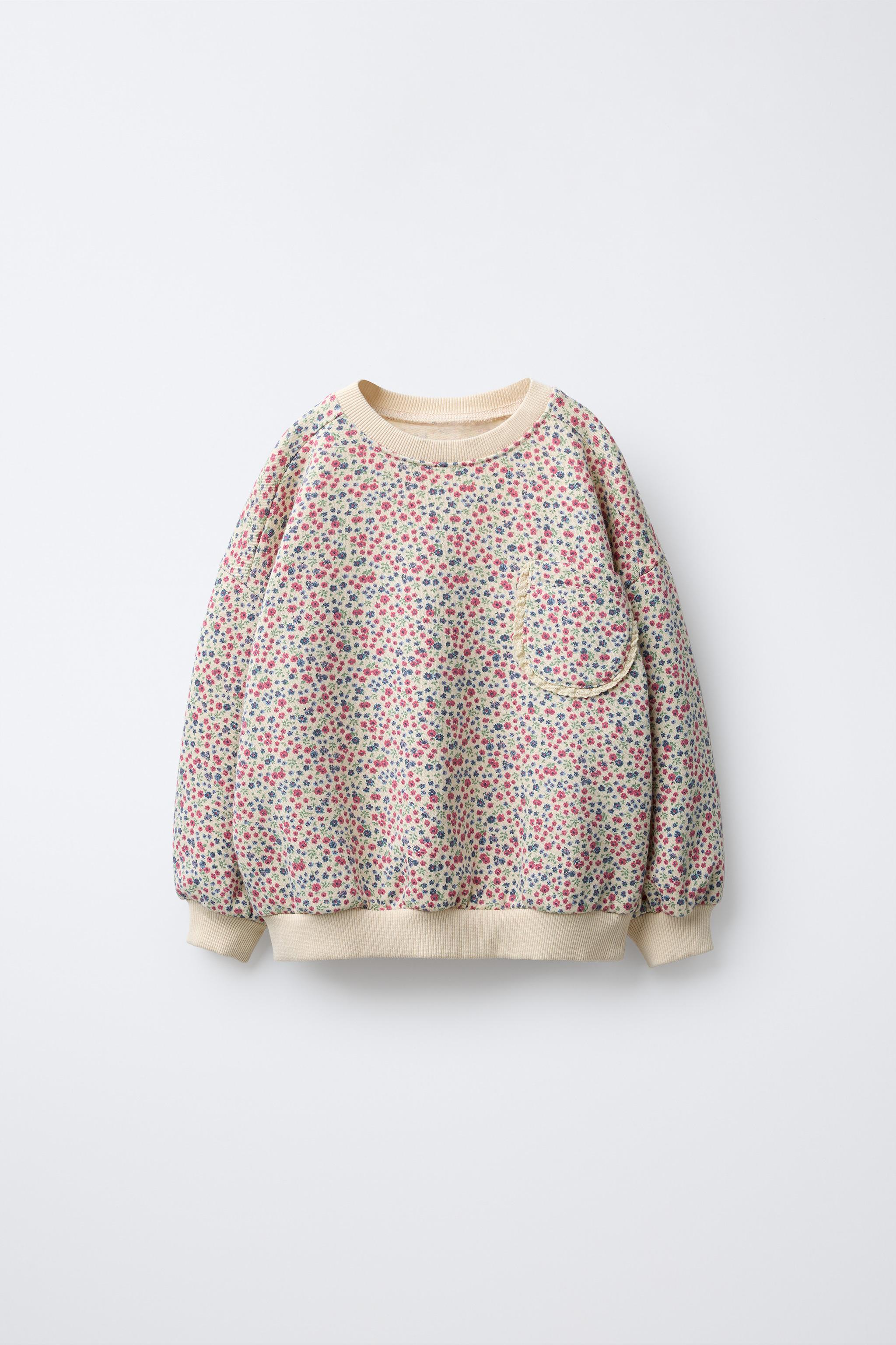 FLORAL SWEATSHIRT WITH LACE POCKET